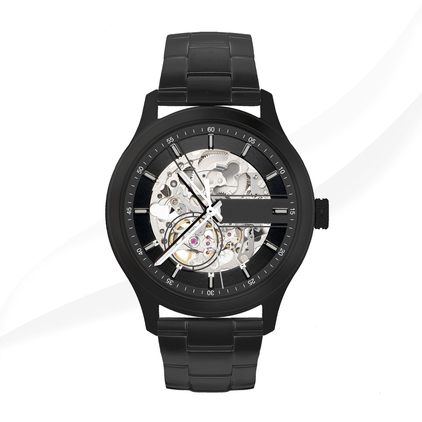 EONIQ - All Black Custom Skeleton watch with black bracelet - Navigator s series