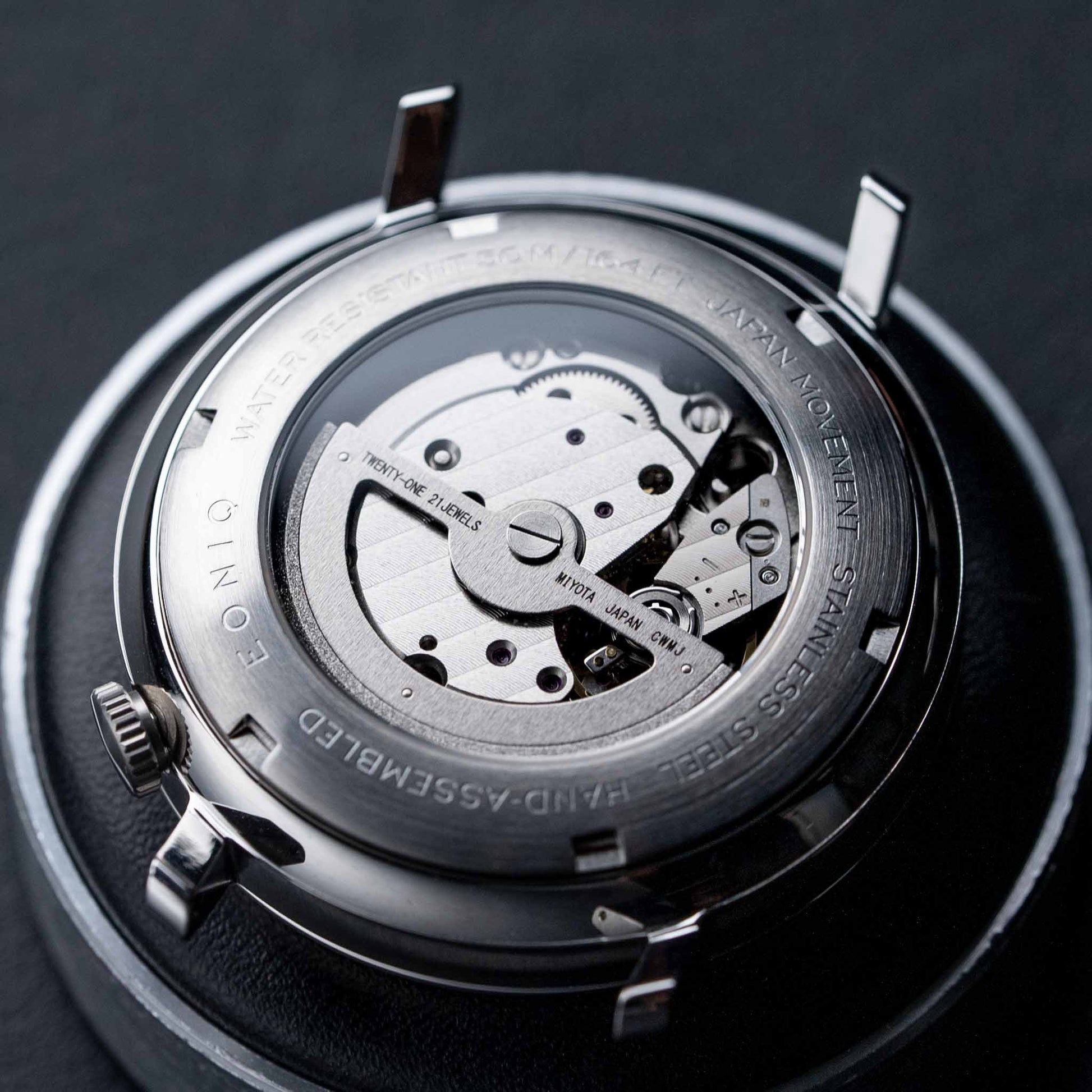 EONIQ custom watch - ALSTER series with sapphire dial - case back miyota 8 series movement