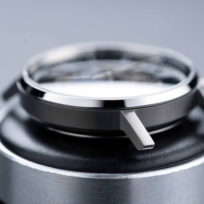 EONIQ custom watch - ALSTER series side profile. silver case 