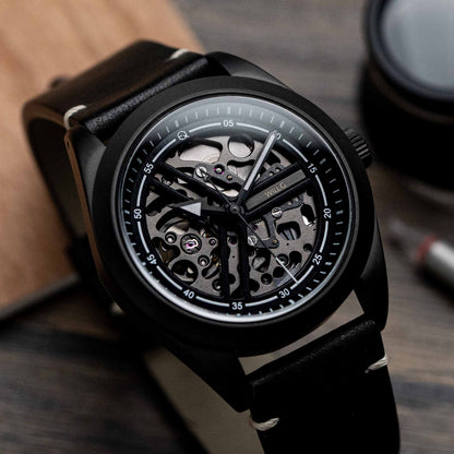 EONIQ expedition watch - custom watch with seiko movement and free name engraving - black case