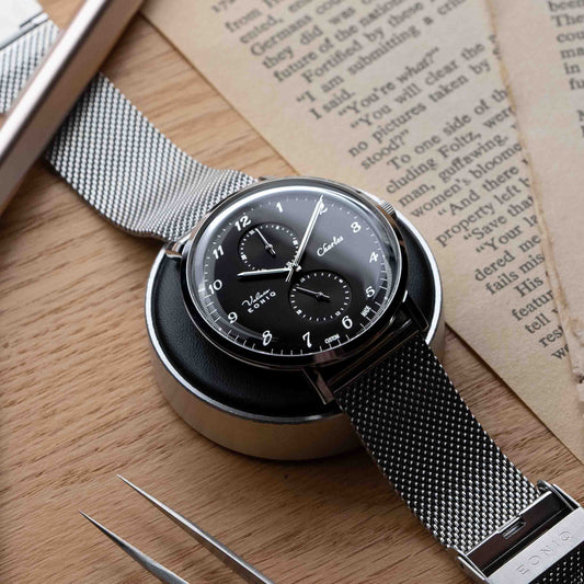 EONIQ Mechanical Quartz Hybrid Custom Watch - brown / black dial