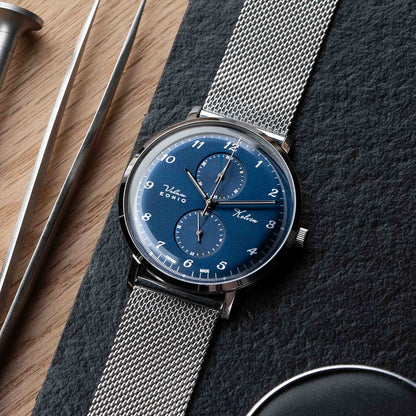 EONIQ custom watch - blue sunray dial