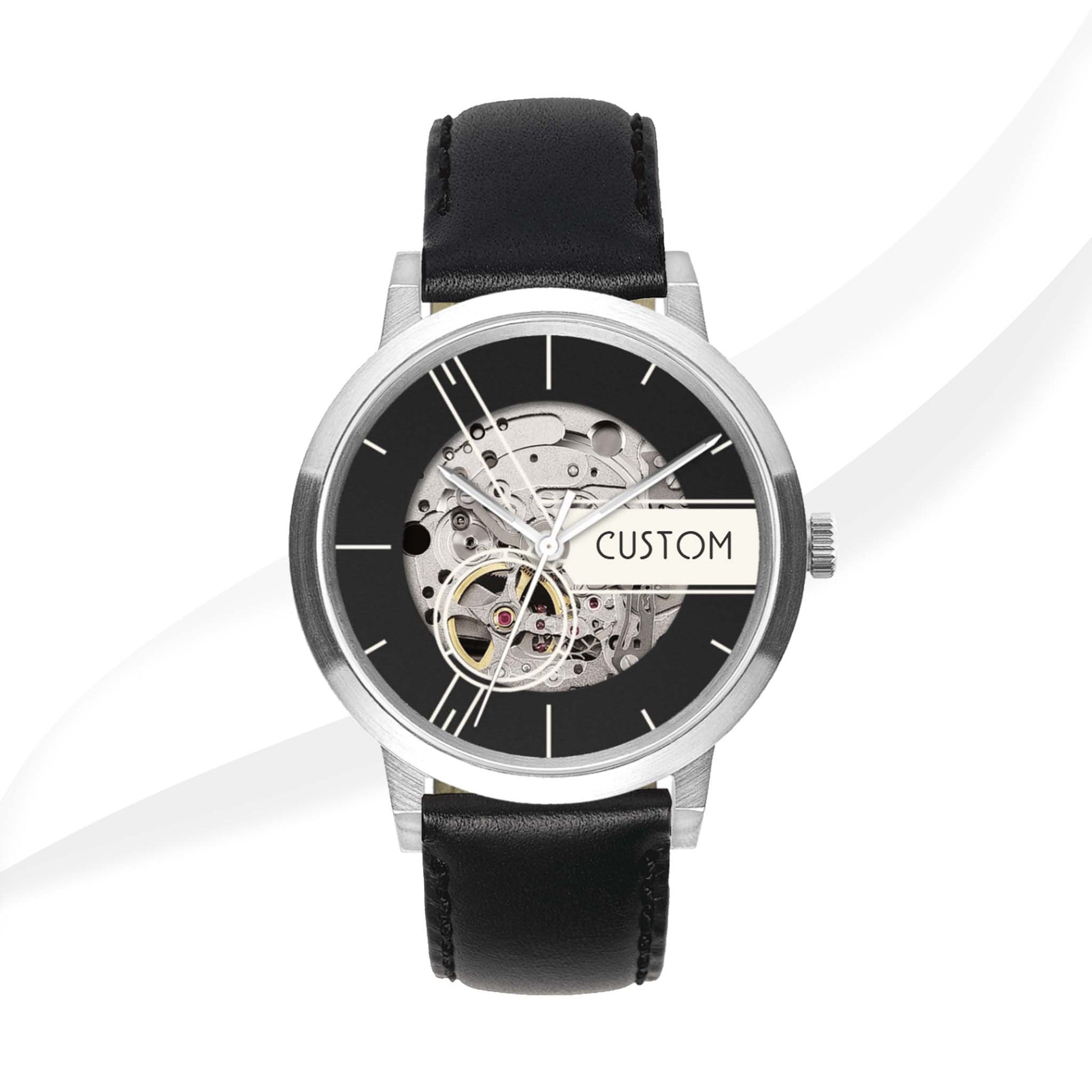 EONIQ custom skeleton watch - silver and black 