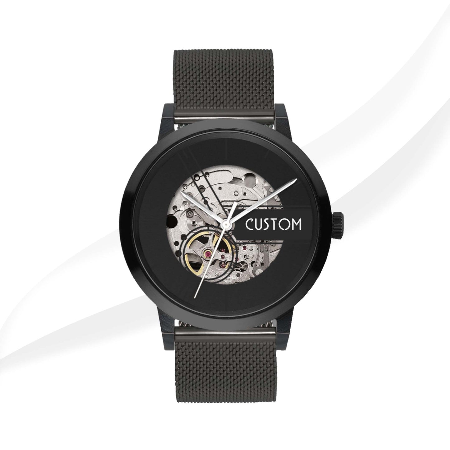 EONIQ custom skeleton watch - all black